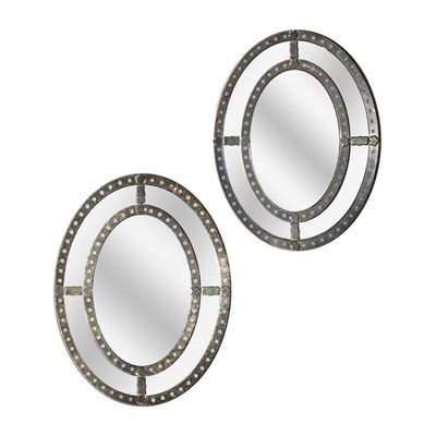 Lot 260 - Pair of Mirror Framed Oval Mirrors Height 32...