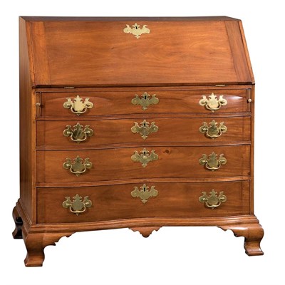 Lot 167 - Chippendale Mahogany Serpentine Slant Front...