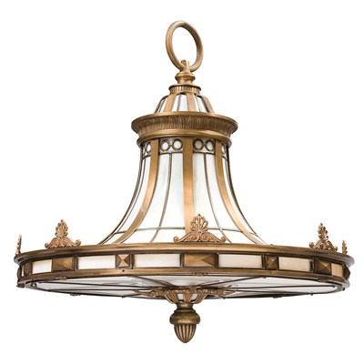 Lot 341 - Art Deco Gilt-Metal and Slag Glass Chandelier...