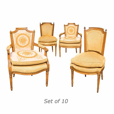 Lot 136 - Set of Ten Louis XVI Style Carved Fruitwood...