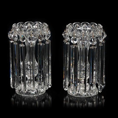 Lot 440 - Pair of Bohemian Style Cut Glass Lustres Each...