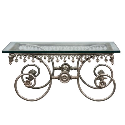 Lot 411 - Glass Top Painted Metal Low Table Height 19...