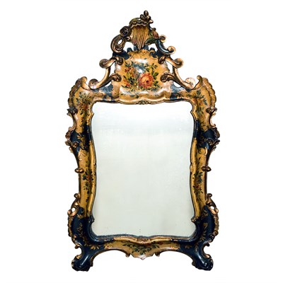 Lot 322 - Italian Rococo Style Floral Painted Mirror...