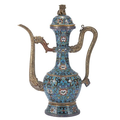 Lot 155 - Chinese Cloisonne Ewer 19th Century Decorated...