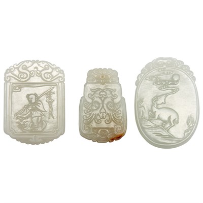 Lot 277 - Group of Three Chinese Jade Pendants Each with...