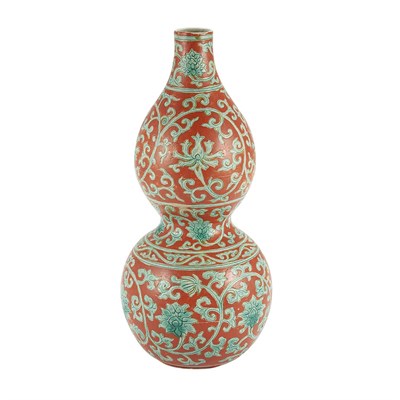 Lot 179 - Chinese Red and Green Glazed Porcelain Vase...