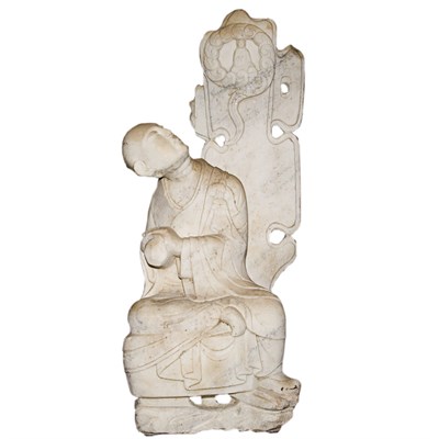 Lot 145 - Chinese Marble Immortal Seated on a rockwork...