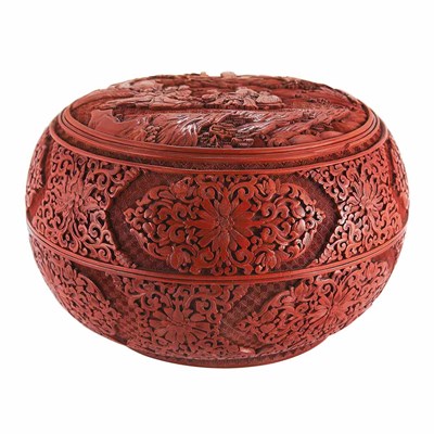 Lot 170 - Chinese Cinnabar Lacquer Covered Box 18th/19th...