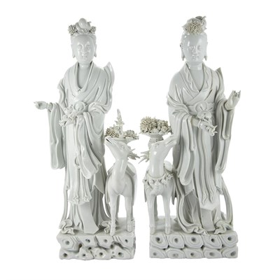 Lot 171 - Pair of Chinese Blanc de Chine Guanyin 19th...