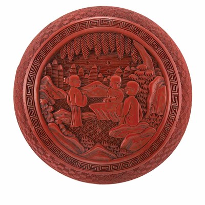 Lot 387 - Chinese Cinnabar Lacquer Covered Box 19th...