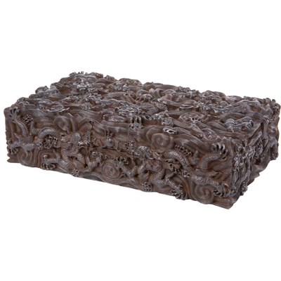 Lot 367 - Chinese Zitan Box Of rectangular form, heavily...