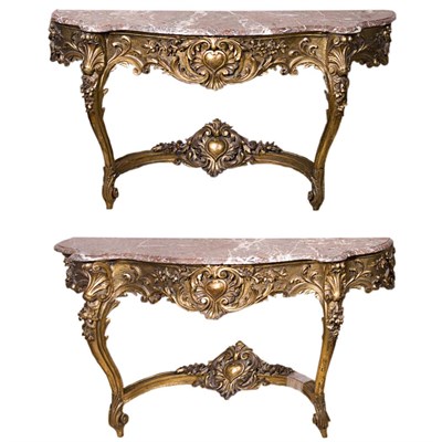 Lot 1389 - Pair of Louis XV Style Gold Painted Carved...
