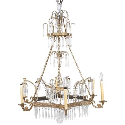 Lot 326 - Baltic Neoclassical Style Gilt-Metal Six-Light...