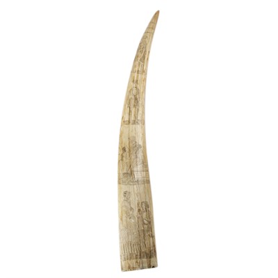 Lot 203 - Scrimshaw Tusk 19th Century Engraved with two...
