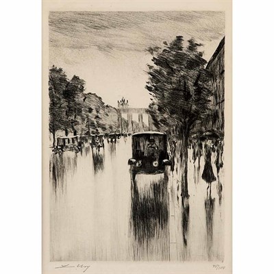 Lot 535 - Lesser Ury (1861-1931) KRAFTDROSCHKE IM REGEN...