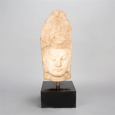 Lot 381 - Chinese Marble Head of a Bodhisattva Carved...