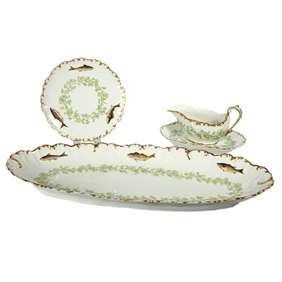 Lot 91 - Limoges Porcelain Fish Service Approximately...