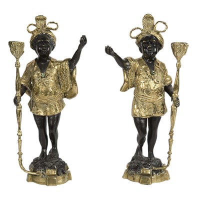 Lot 93 - Pair of Gilt and Patinated-Bronze Figures of...