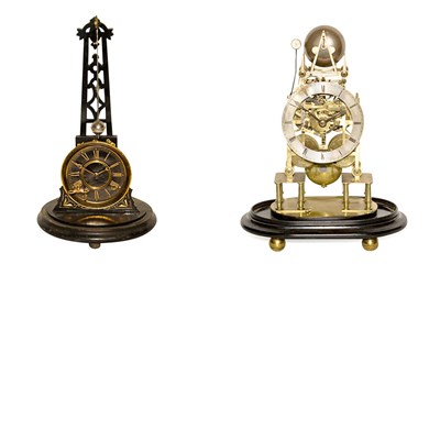 Lot 119 - Victorian Brass Skeleton Clock; Together with...