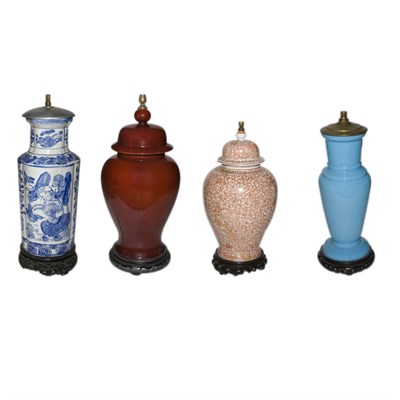 Lot 121 - Group of Three Chinese Porcelain Lamps;...