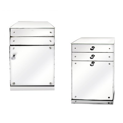 Lot 123 - Pair of Mirrored Side Chests of Drawers Height...