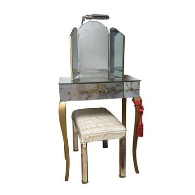 Lot 135 - Mirror and Gold Painted Wood Vanity; Together...