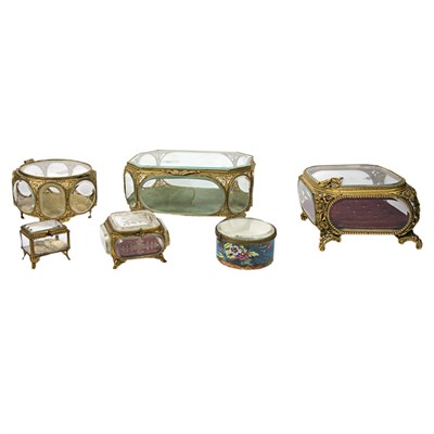 Lot 137 - Group of Six Gilt-Metal Mounted Glass Boxes