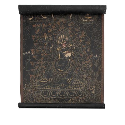 Lot 58 - Tibetan Black Thanka of Mahakala 19th Century...
