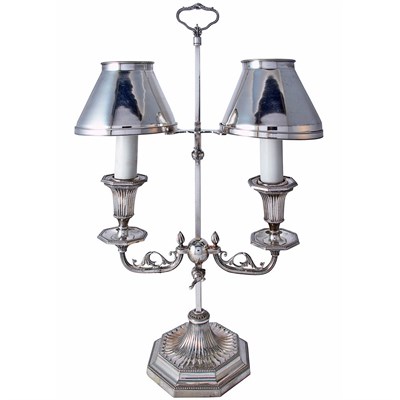 Lot 517 - Empire Style Silver Plated Two-Light...