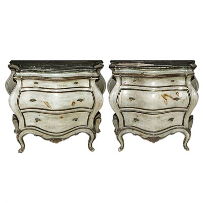 Lot 153 - Pair of Italian Rococo Style Painted Chests of...