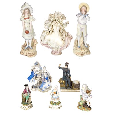 Lot 166 - Group of Eight Continental Porcelain Figures...