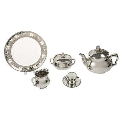 Lot 167 - Assembled Silvered Porcelain Dinner Service...