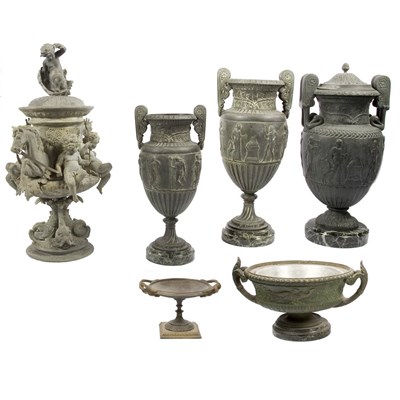 Lot 172 - Group of Six Neoclassical Style Metal Urns...