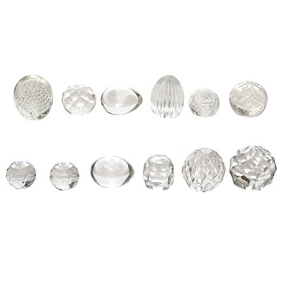 Lot 184 - Group of Twelve Glass Egg-Form Paperweights