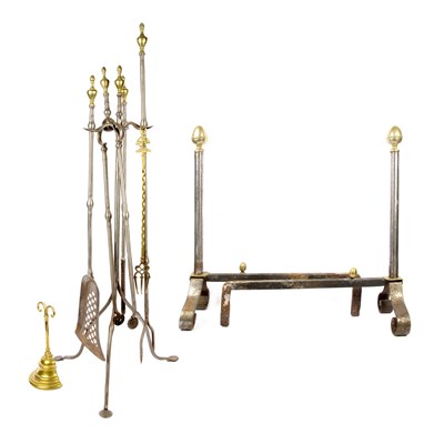 Lot 189 - Group of Brass and Patinated-Metal Fireplace...