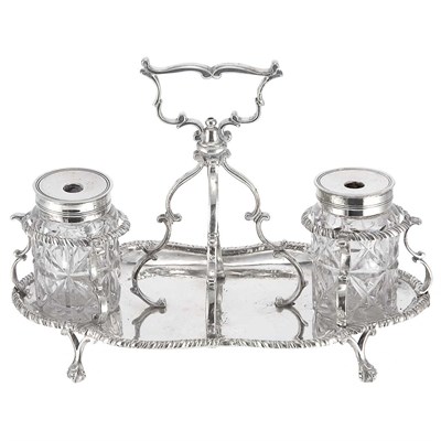 Lot 279 - George III Silver and Cut Glass Standish...