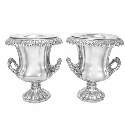 Lot 283 - Pair of William IV Silver Plated Wine Coolers...