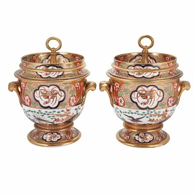 Lot 258 - Pair of Spode Porcelain Ice Pails and Covers...