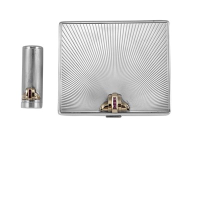 Lot 275 - Sterling Silver, Gold and Ruby Compact and...