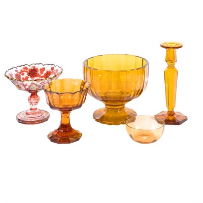 Lot 200 - Group of Amber Glass Table Articles; Together...