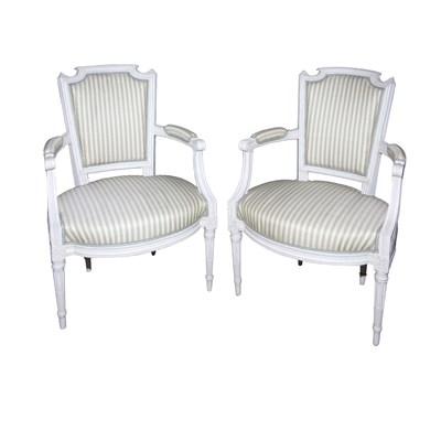 Lot 208 - Set of Six Louis XVI Style Painted Fauteuils