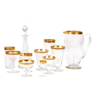 Lot 215 - Gilt Decorated Glass Stemware Service;...