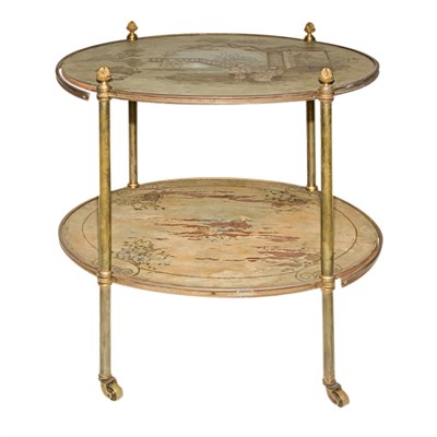 Lot 221 - Regency Style Polychrome and Brass Two-Tier...