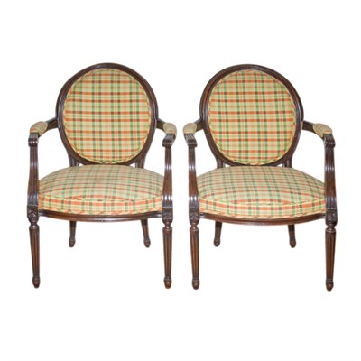 Lot 224 - Pair of Louis XVI Style Walnut Fauteuils