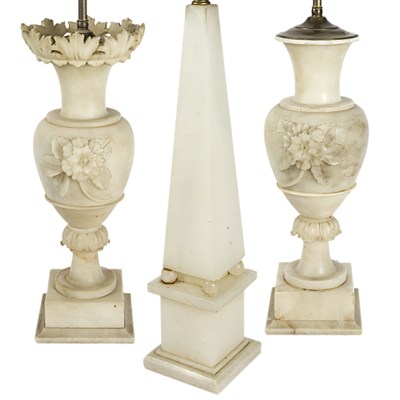 Lot 233 - Group of Three Marble Style Lamps Height of...