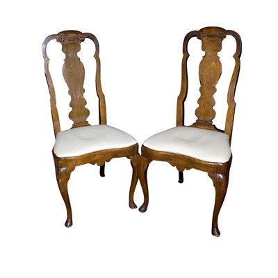 Lot 257 - Set of Four Queen Anne Style Walnut Side Chairs