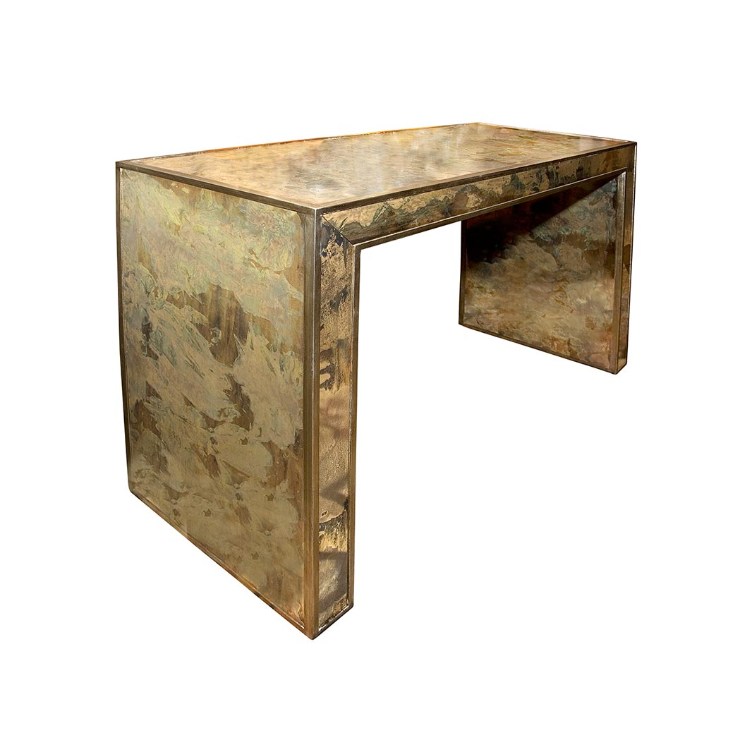 Lot 288 - Reverse Mirror and Silvered Wood Console...