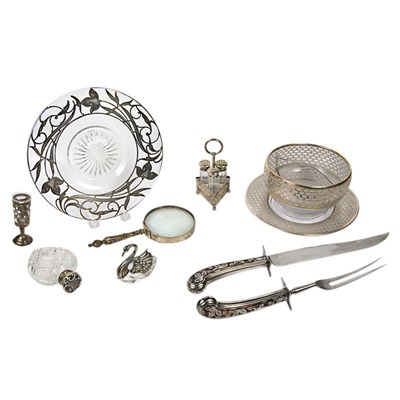 Lot 267 - Group of Silver and Silver Plate Mounted Glass...