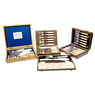 Lot 273 - Group of Silver Plated and Bone Handled...