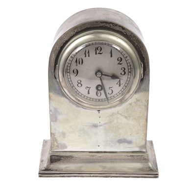 Lot 292 - Silver Plated Mantel Clock Height 9 inches.